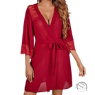 Red sheer robe with lace trim in Comfy Cute Mini Homewear