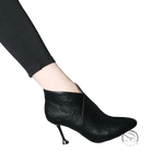Black leather pointed-toe ankle boot in Fashion European Boots