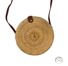 Stylish sustainable rattan crossbody bag with leather strap