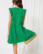 Green ruffled summer dress from SUMMER FRENCH PAJAMAS made of natural comfortable cotton