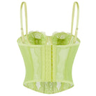 Lime green langry fashion corset top with lace trim and zipper