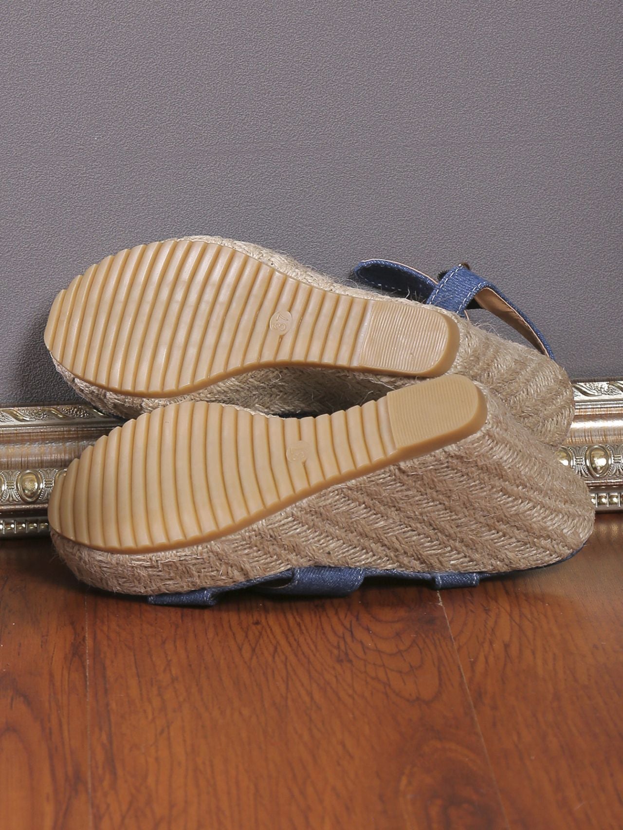 One Strap Wedge Sandals Women Platform Cloth High Heel Straw