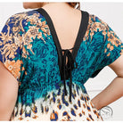 Colorful patterned holiday beach dress with tie back