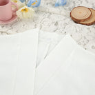 White lace-trimmed v-neck blouse with pleating, langry fashion ملابس