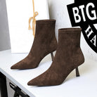 Langry fashion brown suede ankle boots with pointed toes and low heels