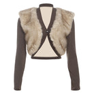 Beautiful Langry brown and cream fur cropped cardigan coat