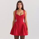 Enchanting Slimming Sling Dress in red, a stylish choice for langry fashion ملابس