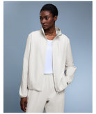 Langry fashion white zip-up waterproof sports thermal coat with drawstring hem