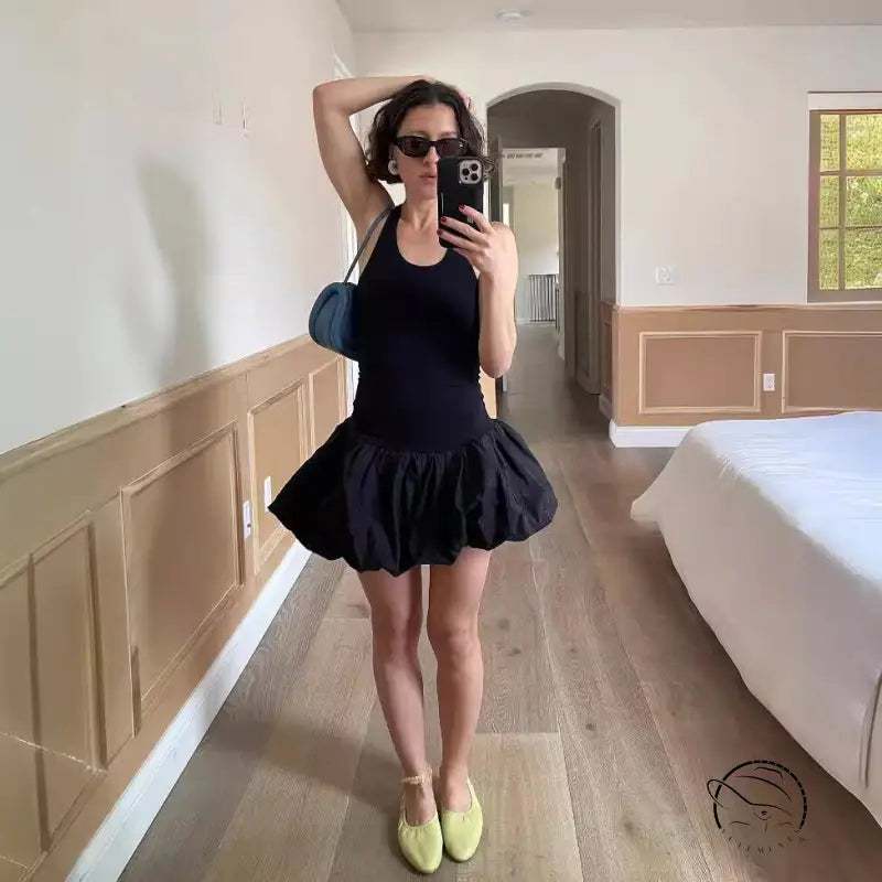 Shaped Vest Knitted Stitching Dress