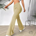 V shaped waist slimming bootcut trousers with high-waisted flared design