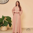 Elegant dusty rose abaya with embroidery, langry fashion ملابس dress