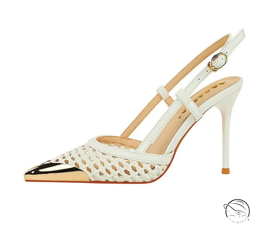High Grade Metal Pointed Toe Strap Heels