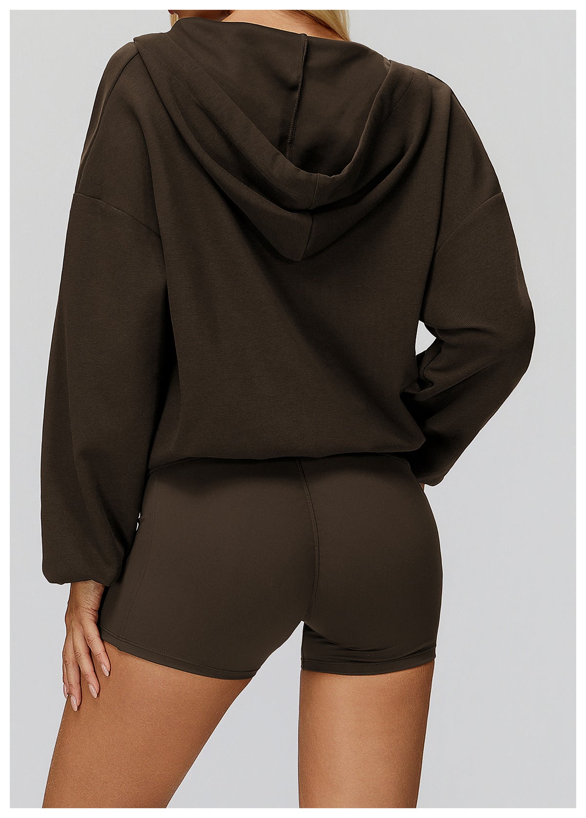 Langry olive green fleece hoodie and shorts set for fashion exercise wear