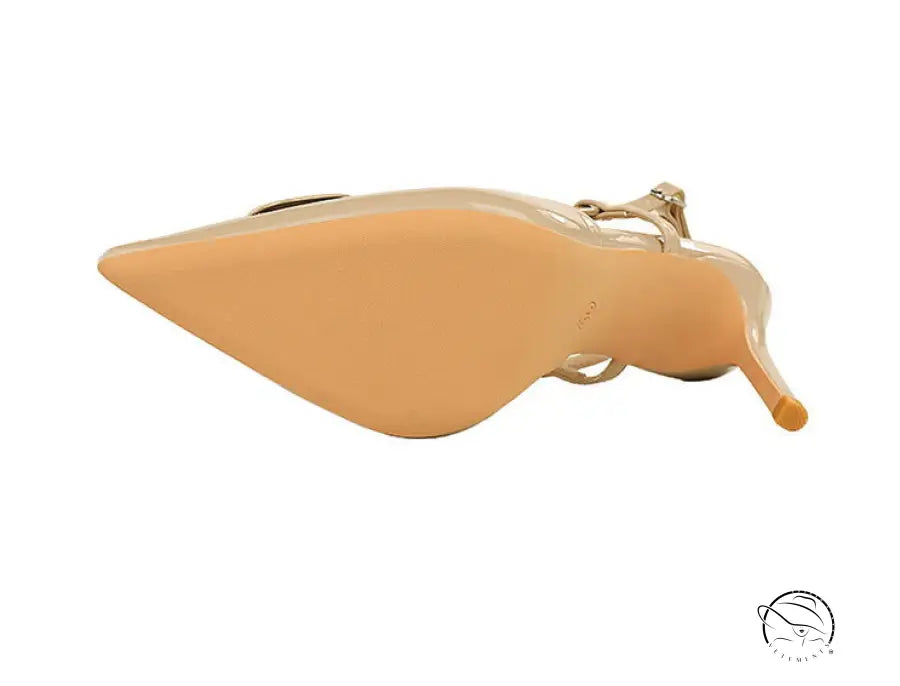 French v Shaped Square Buckle Pointed High Heels