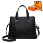 Langry high-grade soft leather crossbody handbag in black with silver hardware