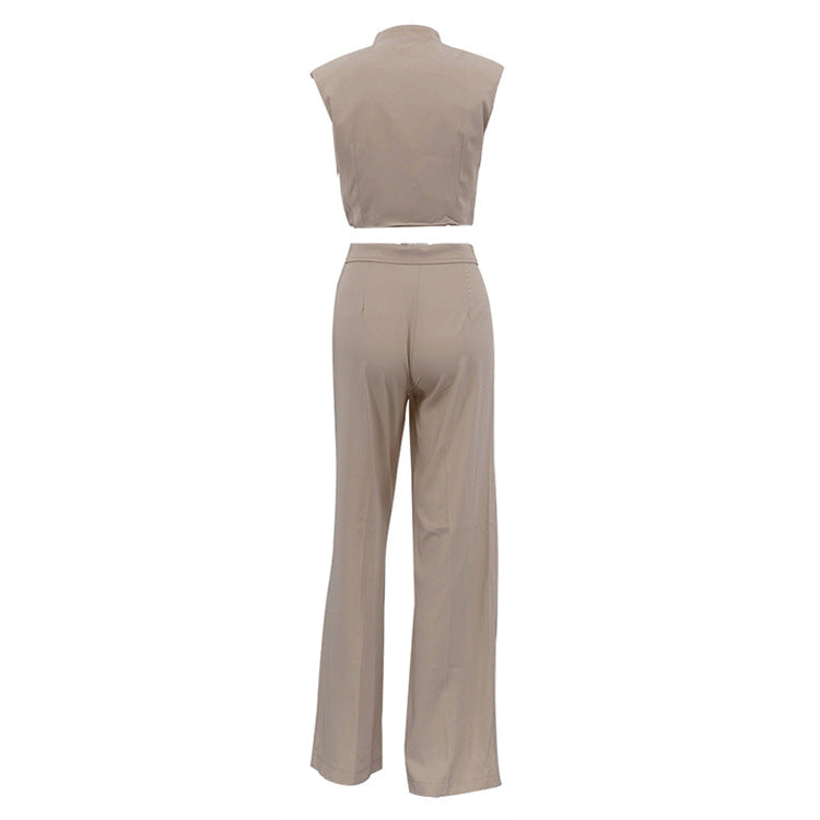 Enchanting Short Vest Top Design Wide Leg Pants Two Piece Set