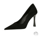 Black suede pointed-toe langry fashion pump with slim heel