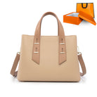 High-grade soft beige leather handbag with gold hardware in Langry fashion