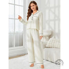 Off-white langry fashion pajamas two-piece set with black piping