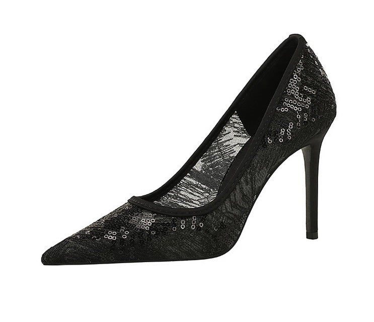 Shallow Mouth Sequin Fashionable Elegant High Heel