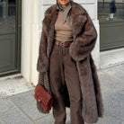 Brown faux fur vintage high grade fox jacket with oversized sleeves