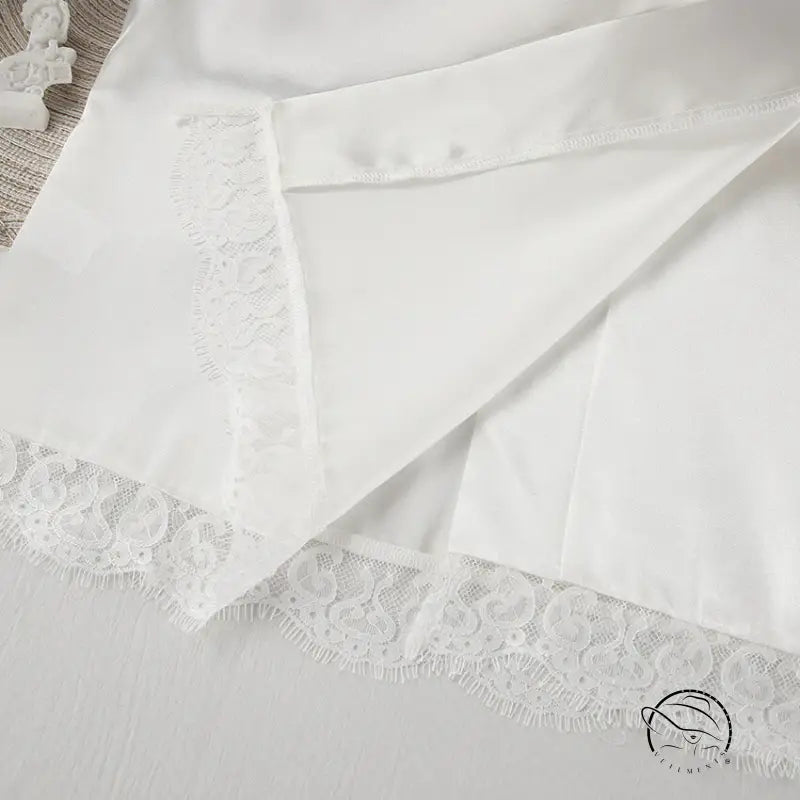 White satin langry pillowcase with lace trim for fashion pajamas