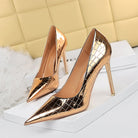 Metal Stone Pattern Retro High Heels