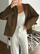Olive green oversized Langry fashion blazer with bell sleeves