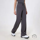 Gray langry loose quick-drying wide-leg athletic pants with drawstring waist and white sneakers