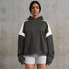 Gray and white color-blocked hoodie in the Langry High End Hooded Sweater for stylish ملابس