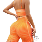 Orange ribbed bum lift workout set with high waist