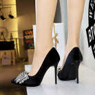 Rhinestone Bow Stiletto Waterproof High Heel