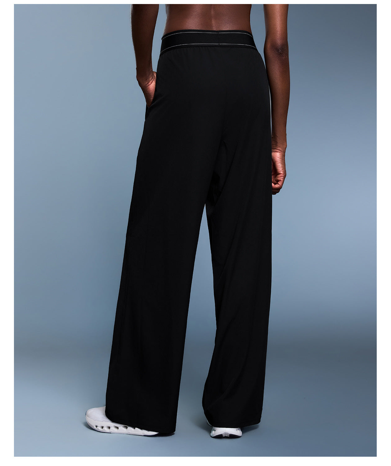 Black langry fashion sweatpants with elastic waistband