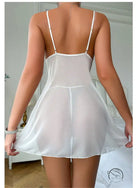 Mesh See Through Pajamas Lace Slip Nightdress Women Home Wear
