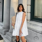 All Match White Elegant Loose Short Dress