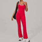 Lululemon Beauty Back Yoga Jumpsuit in red and white with piping