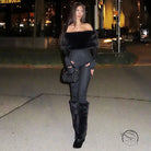 Elegant langry fashion ملابس: furry slim fit patchwork jumpsuit with jeans and boots