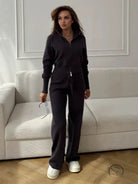 Langry fashion ملابس: slim fit charcoal gray zip-up tracksuit with white sneakers