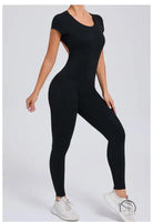 Langry black form-fitting yoga bodysuit with side cutout, fashion ملابس