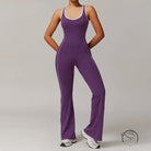 Purple yoga jumpsuit with white trim in Langry fashion