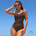 Brown langry one-piece bikini swimsuit in fashion style