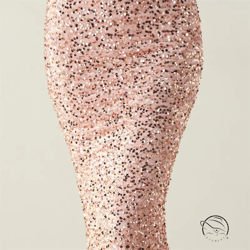 Rose gold sequin pencil skirt in Langry fashion evening dress