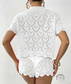 White heart-patterned knit shorts from Beautiful Beach Sets