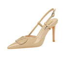 French v Shaped Square Buckle Pointed High Heels