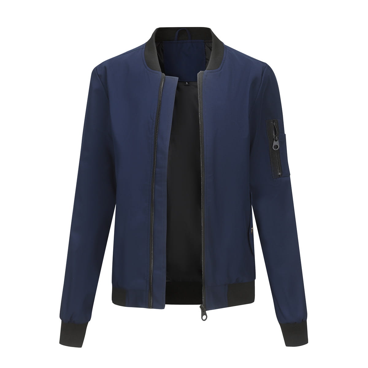 Army Green Casual Varsity Jacket with Pocket and Zipper Closure
