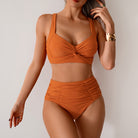 Orange high-waisted bikini from Hot High Waist Split Swimsuit Bikini collection by Langry