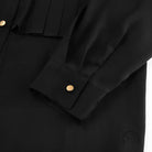 French elegant chiffon black long-sleeved shirt with gold cuff buttons
