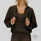 Langry brown cropped hoodie, loose comfortable exercise coat in fashion ملابس