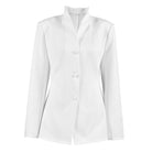 Langry fashion white satin blazer with high collar and buttons