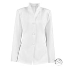 Langry fashion white satin blazer with high collar and buttons